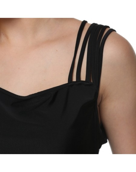 Square Neck Solid Color Cut Out Women Tank Top