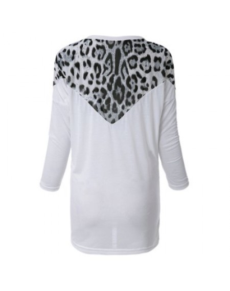Korean Fashion and Mix-Matched Style Leopard Print Embellished Loose Bat-Wing Sleeves T-shirt For Wo