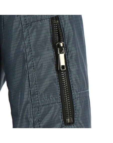 Small Plaid Zipper Embellished Sleeve Stand Collar Jacket