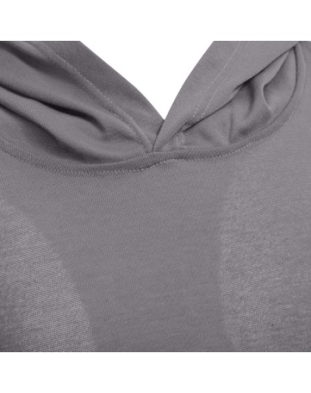 Hooded Sleeveless Front Pocket Solid Color Men T-Shirt