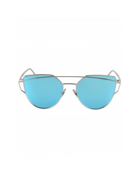 Metal Bar Silver Frame Sunglasses For Women