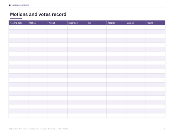 Preview of Printable Motion Record Sheet
